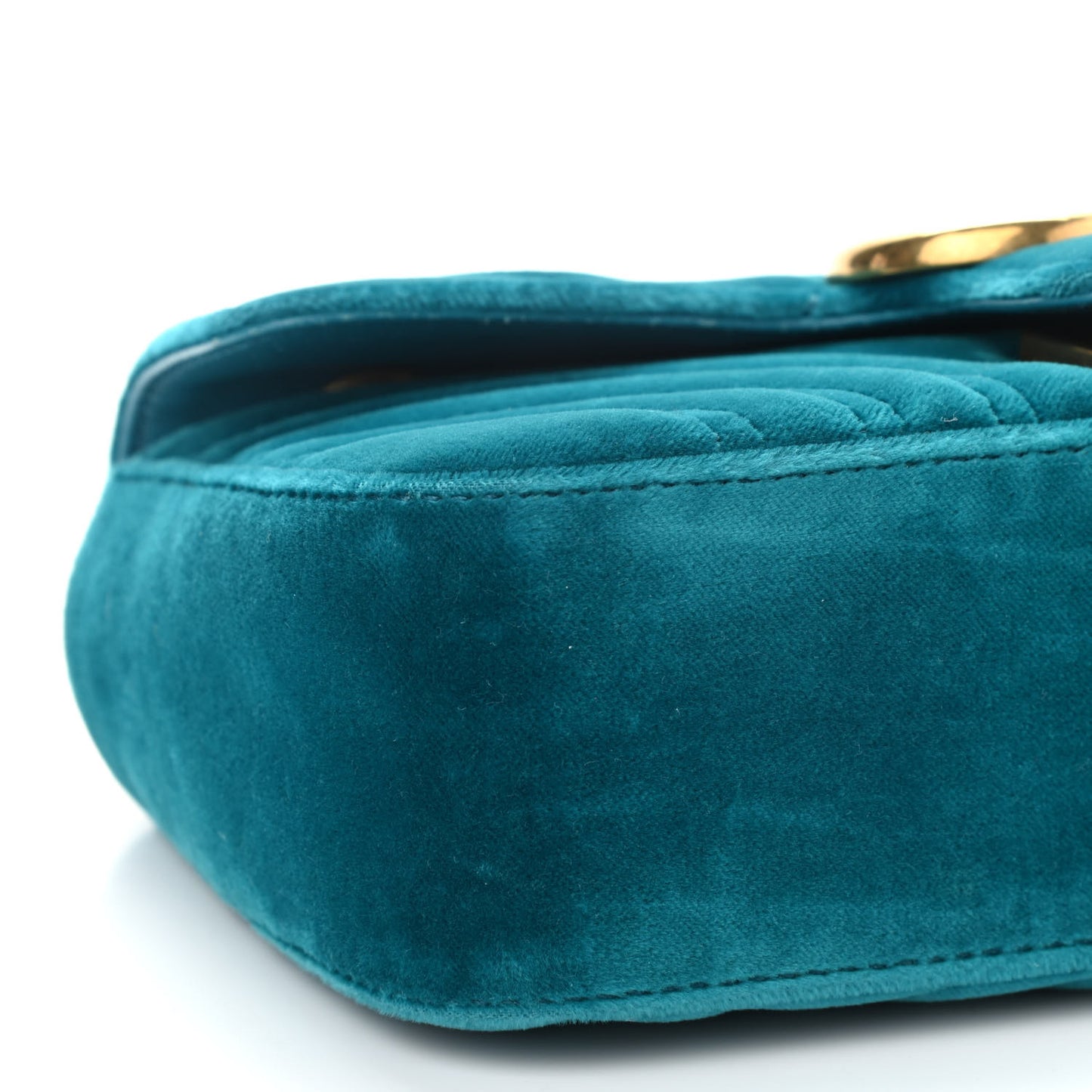 Velvet Matelasse Mini GG Marmont Shoulder Bag Pavone Cyan