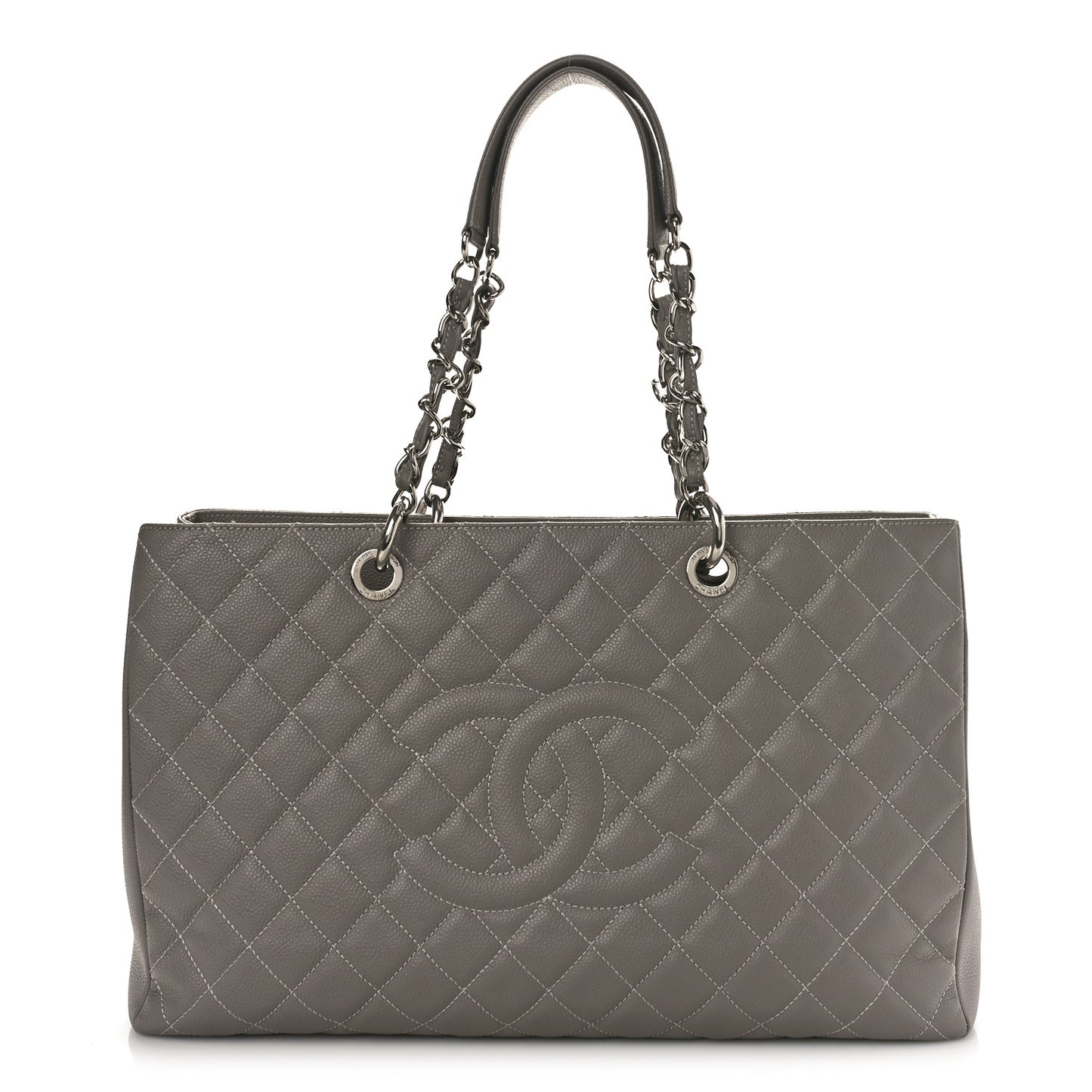 Caviar Quilted XL Grand Shopping Tote GST Light Grey