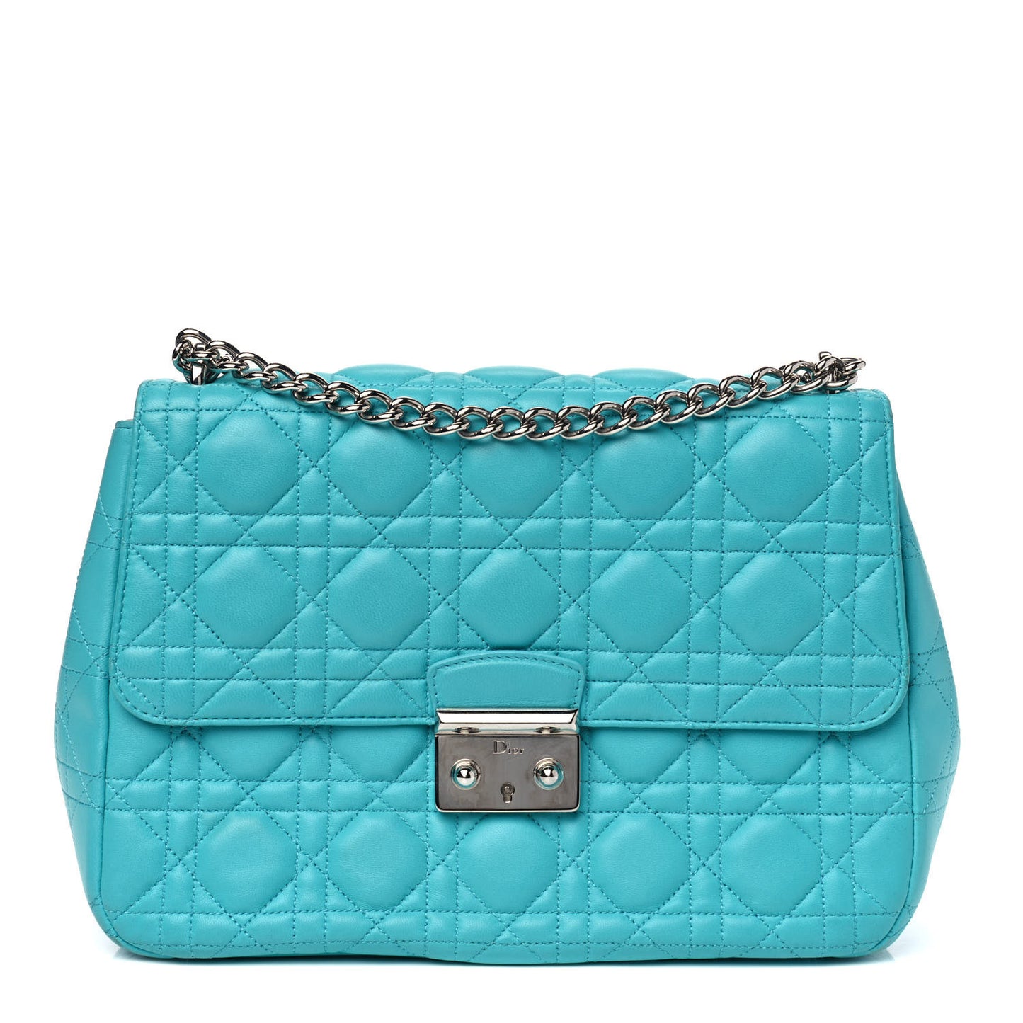 Lambskin Cannage Large Miss Dior Flap Turquoise