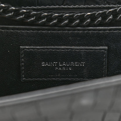 Saint Laurent Calfskin Crocodile Embossed Medium Classic Monogram Kate Satchel Black 5 of 12