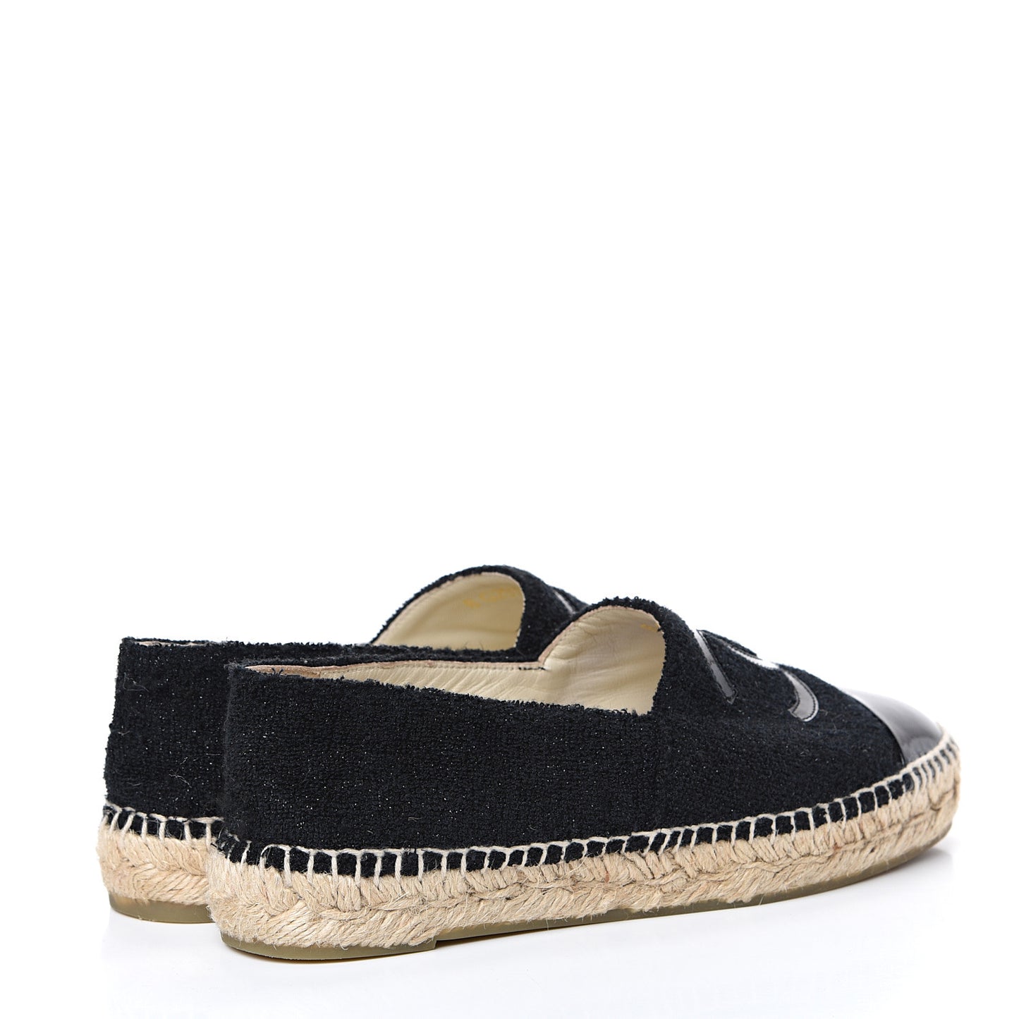 Fabric Patent Calfskin CC Espadrilles 36 Black