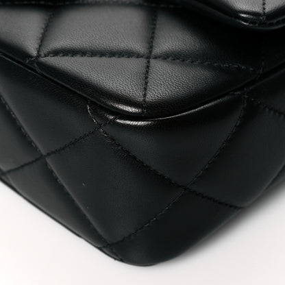 Chanel Calfskin Quilted Mini Square Pearls Chain Flap Black 9 of 10