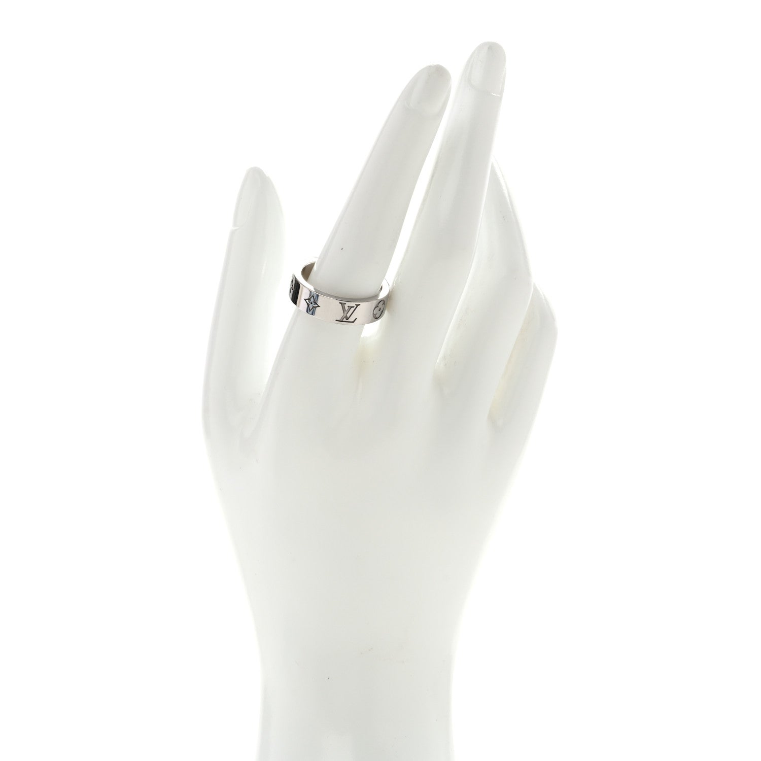 Louis Vuitton Brass Monogram Mosaic Ring M Silver 2 of 5
