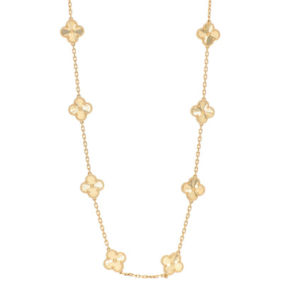Van Cleef & Arpels 18K Yellow Gold 10 Motifs Guilloche Vintage Alhambra Necklace 1 of 5