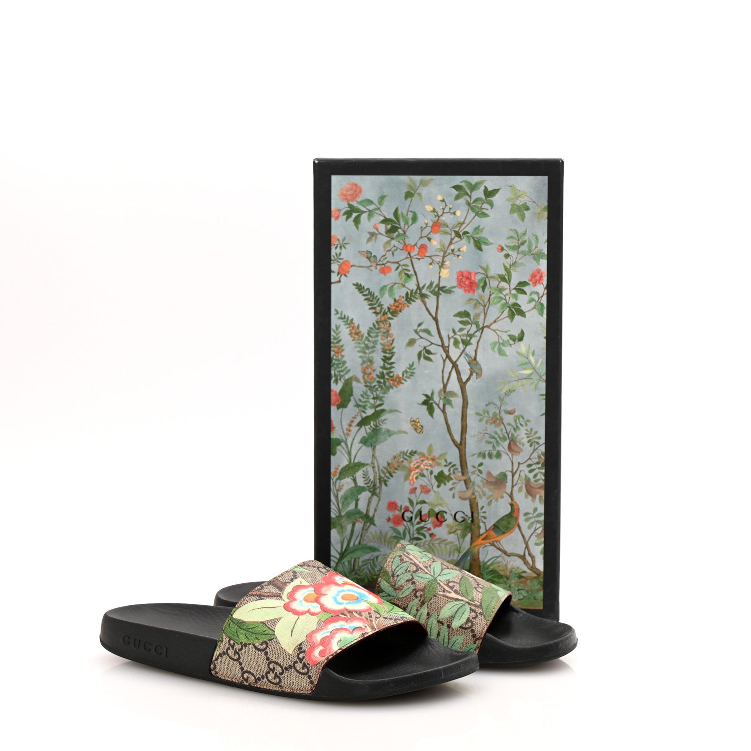 Gucci GG Supreme Monogram Tian Womens Slide Sandals 38 Beige Multicolor 9 of 9