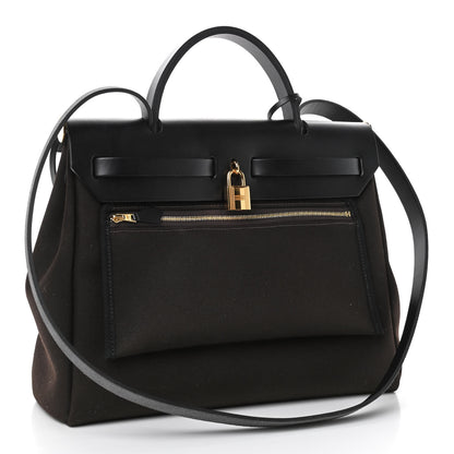 Hermes Military Toile Vache Hunter Herbag Zip Retourne 31 PM Black Ebene 2 of 4