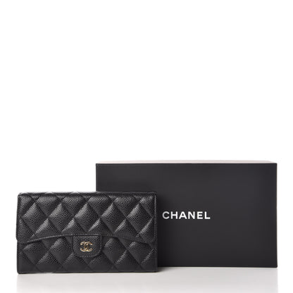Chanel Caviar Quilted Long Flap Wallet Black 9 of 9