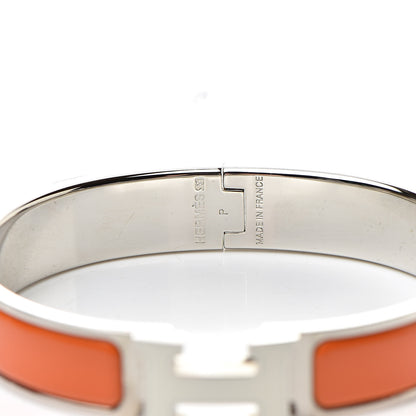 Hermes Enamel Narrow Clic Clac H Bracelet GM Orange White 4 of 5