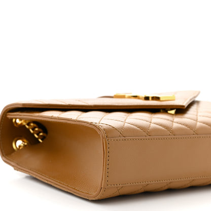 Saint Laurent Grain De Poudre Textured Mixed Matelasse Medium Triquilt Monogram Satchel Dark Cork 9 of 10