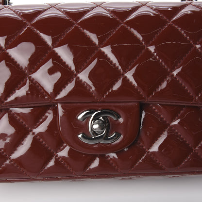Chanel Patent Calfskin Quilted Mini Rectangular Flap Dark Red 12 of 12