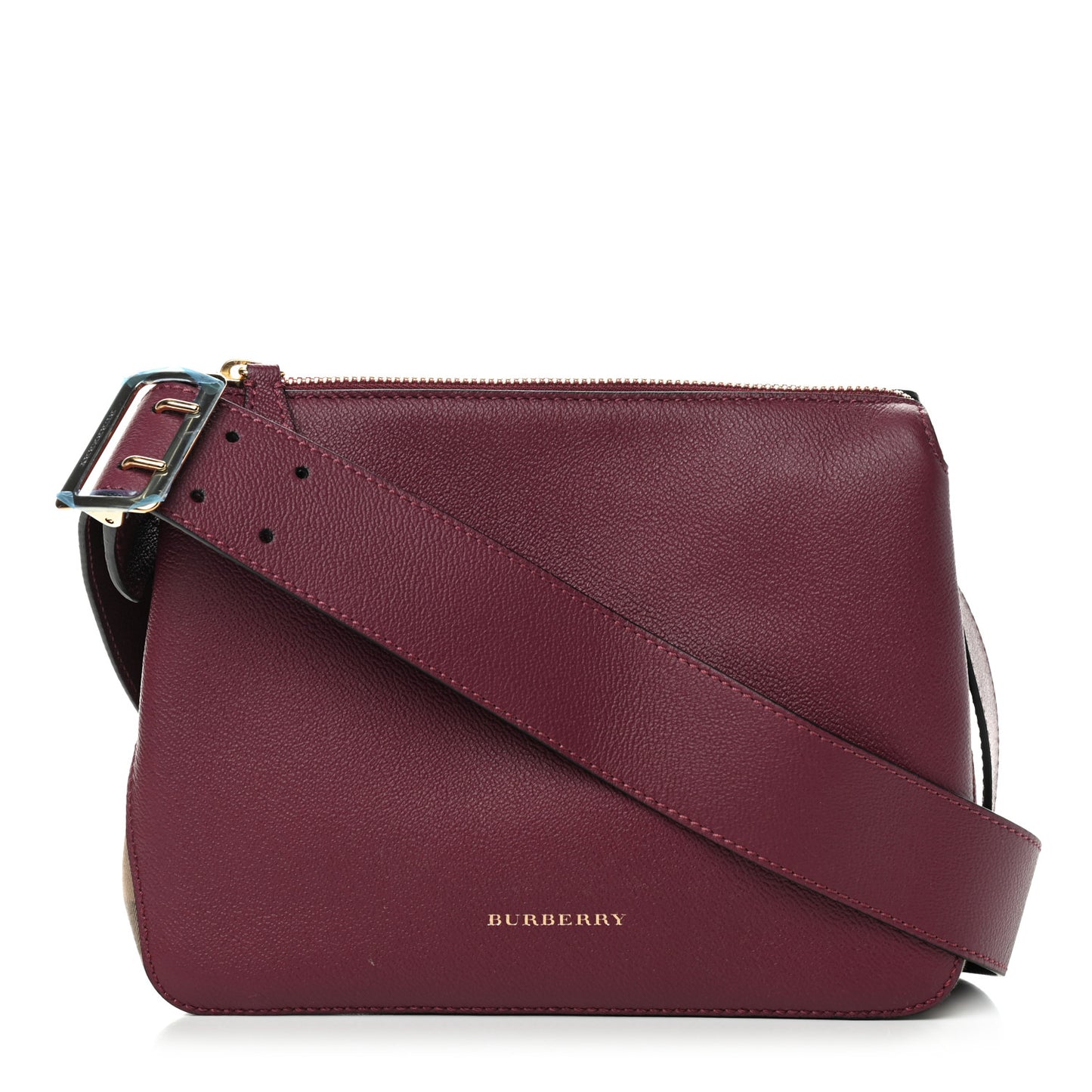 Soft Grain Calfskin House Check Small Helmsley Crossbody Dark Plum