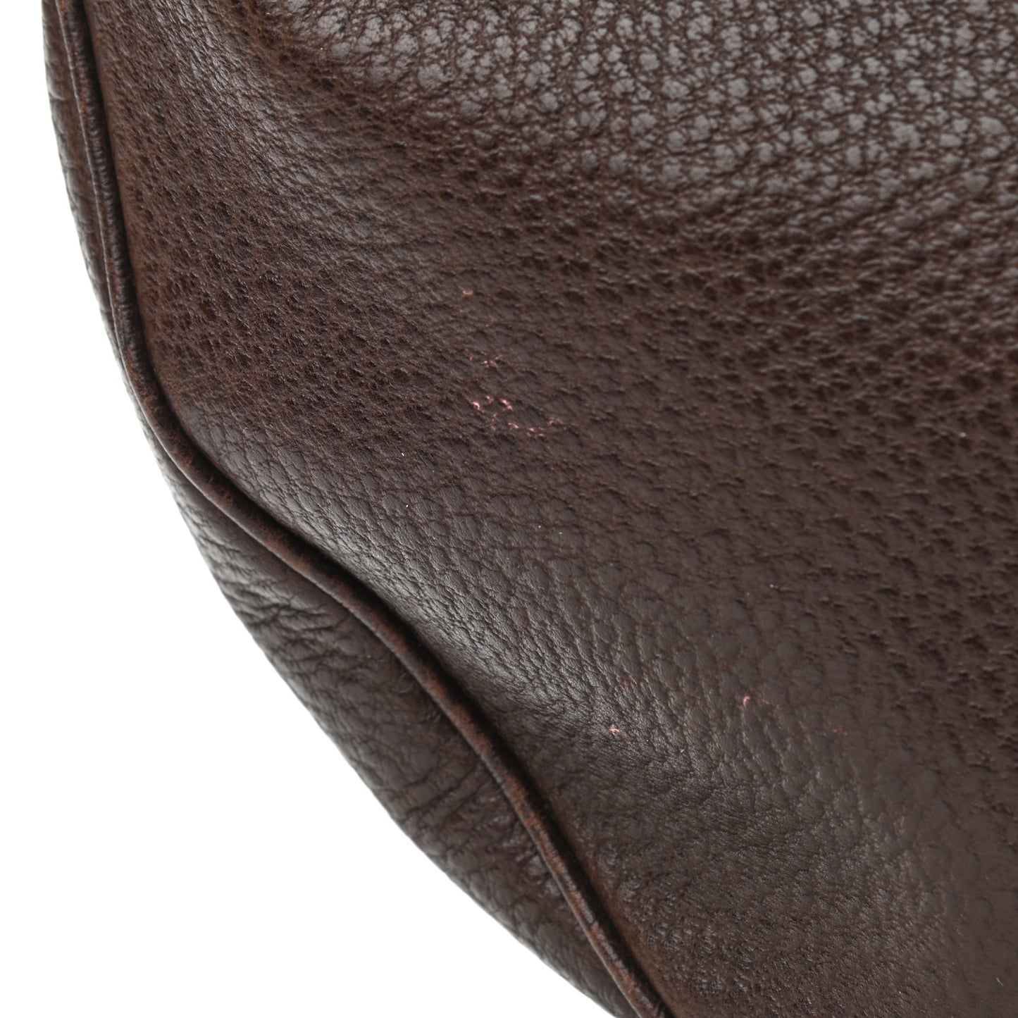 Pebbled Calfskin Half Moon Bamboo Ring Hobo Dark Brown