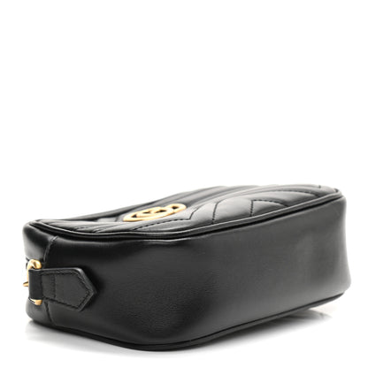 Gucci Calfskin Matelasse Mini GG Marmont Chain Shoulder Bag Black 4 of 10