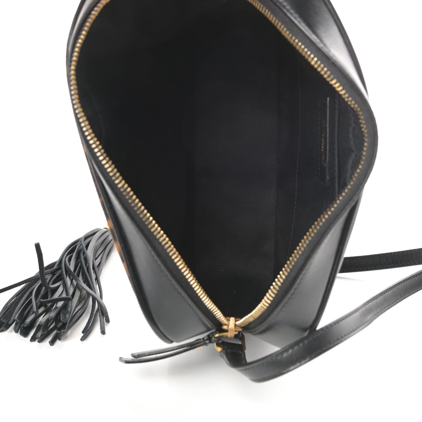 Calfskin Leopard Print Monogram Lou Camera Bag Black