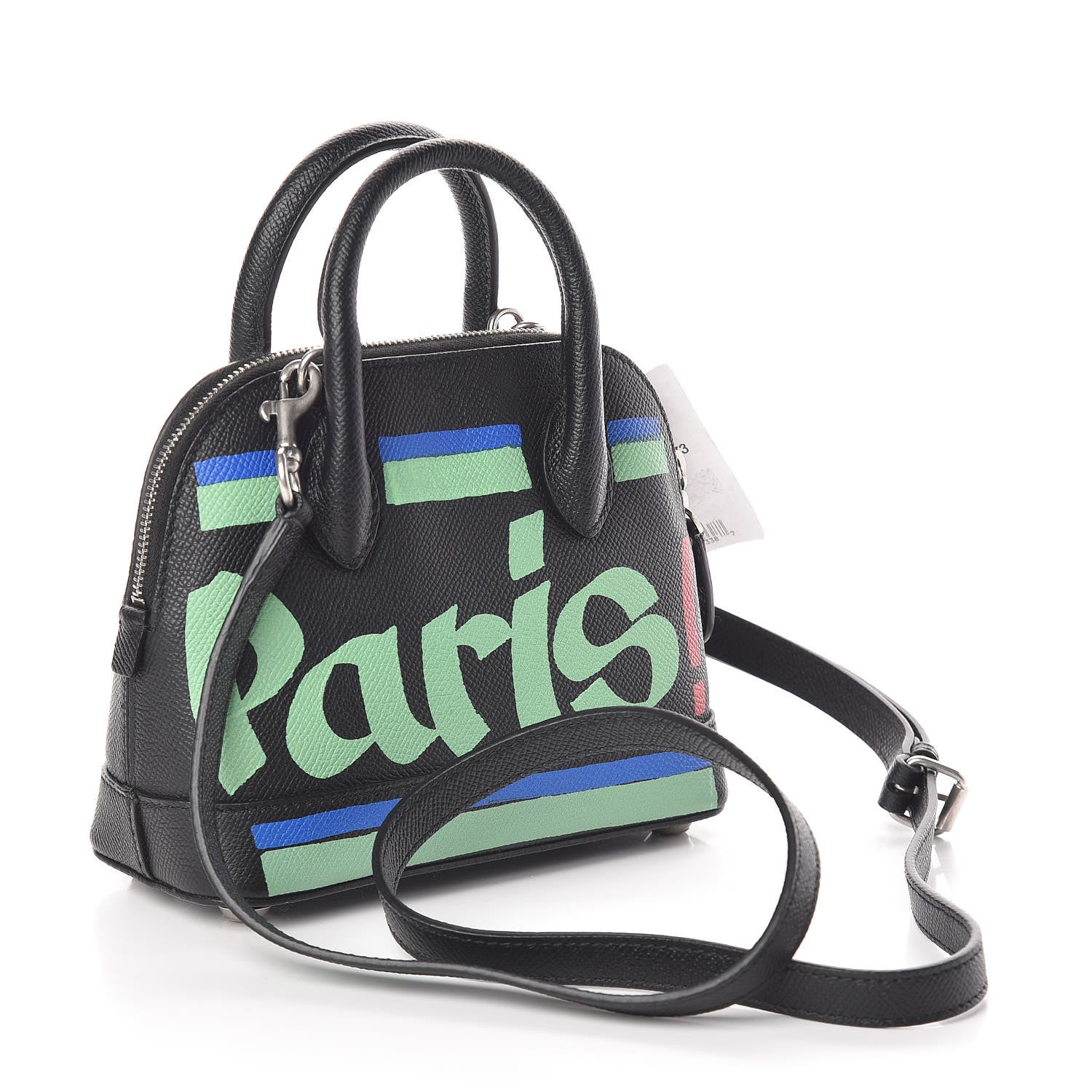 Balenciaga Signature Grained Calfskin Car Tag Print XXS Ville Top Handle Bag Black TBC 3 of 9