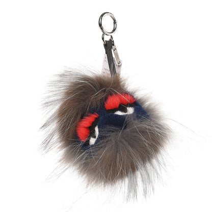 Fendi Fox Mink Rabbit Fur Freak Monster Bag Bug Charm Grey 1 of 3