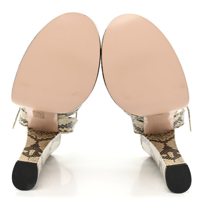 Gucci Calfskin Python Print Keyla Platform Slingback Sandals 39.5 Beige Avana 5 of 9
