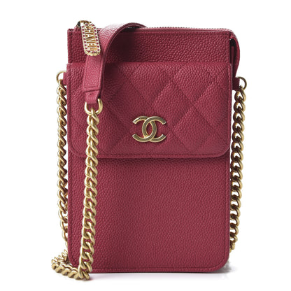 Chanel Caviar Quilted CC Phone Holder With Chain Pink 1 of 10