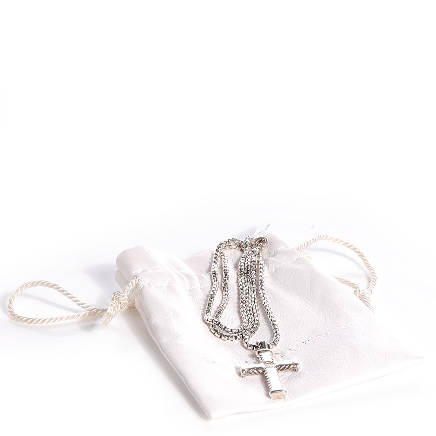 Sterling Silver Diamond Chevron Cross Pendant Necklace