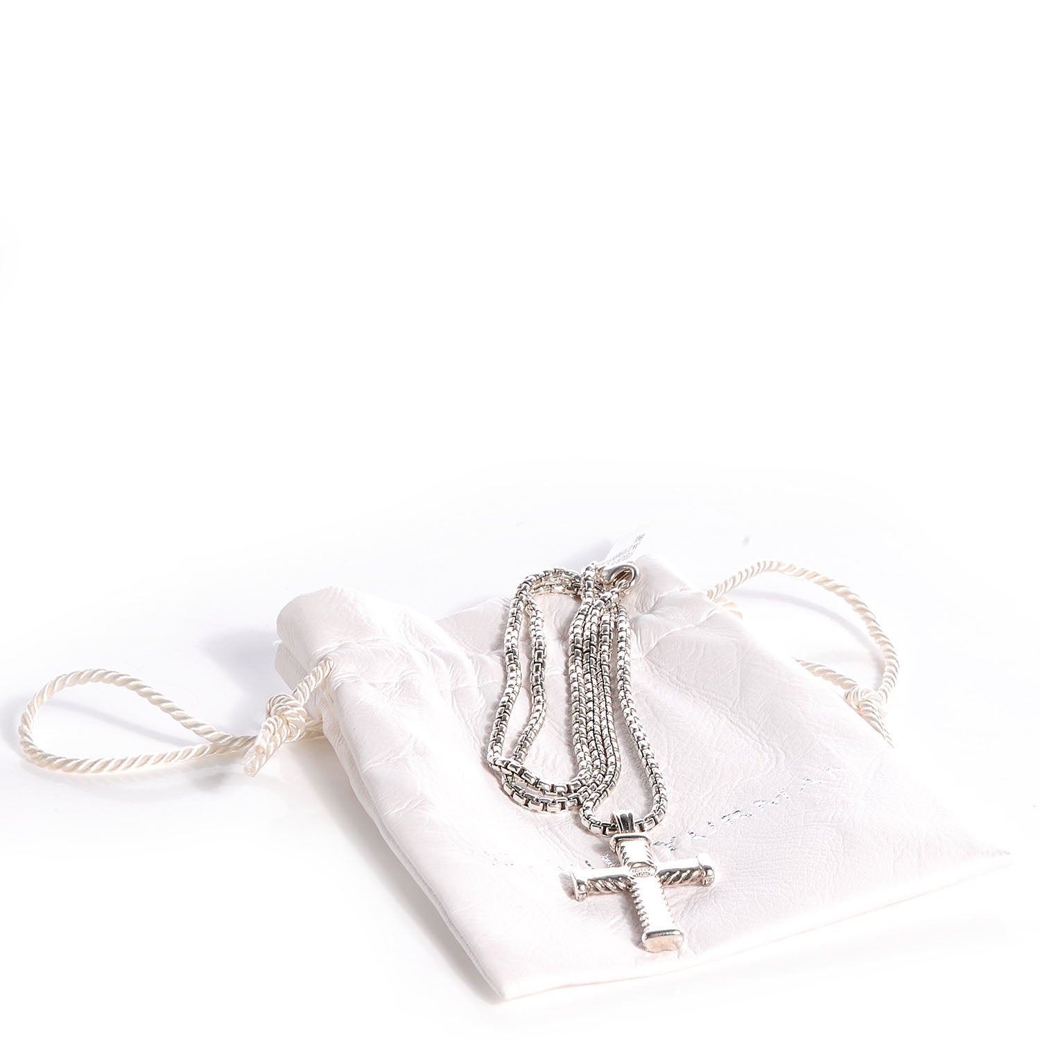 David Yurman Sterling Silver Diamond Chevron Cross Pendant Necklace 6 of 6