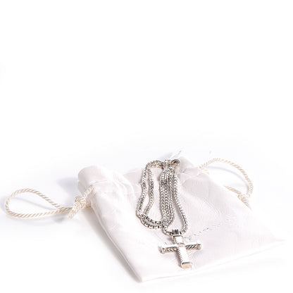 David Yurman Sterling Silver Diamond Chevron Cross Pendant Necklace 6 of 6