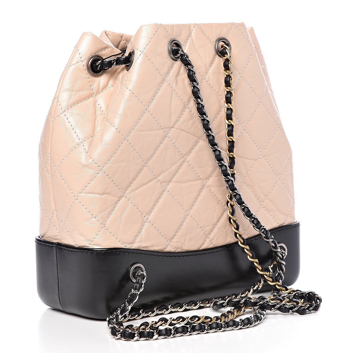 Chanel Aged Calfskin Quilted Small Gabrielle Backpack Beige Black 3 of 11
