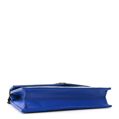 Saint Laurent Grain De Poudre Matelasse Chevron Monogram Envelope Chain Wallet Blue Majorelle 4 of 10