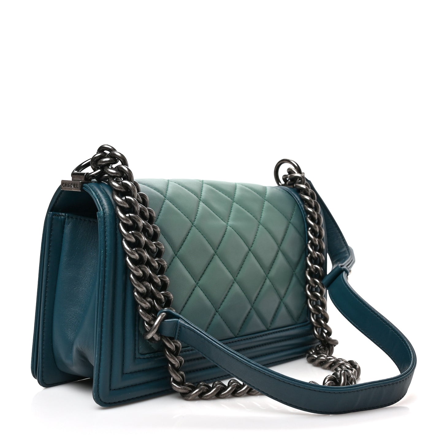 Calfskin Ombre Faded Quilted Medium Boy Flap Green