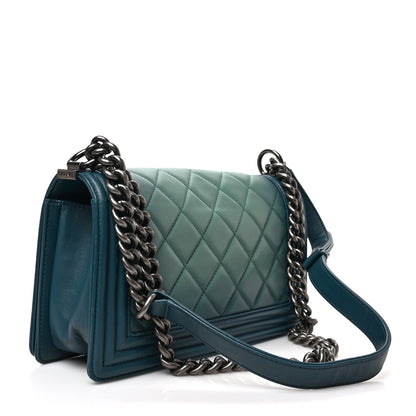 Chanel Calfskin Ombre Faded Quilted Medium Boy Flap Green 3 of 9