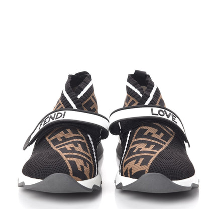 Fendi Stretch Yarn FF Stiff Band Rockoko Sneakers 39 Black White Tobacco 2 of 7
