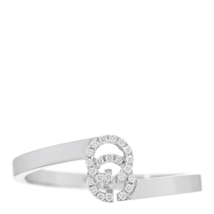 Gucci 18K White Gold Diamond Running G Ring 55 7.25 1 of 5