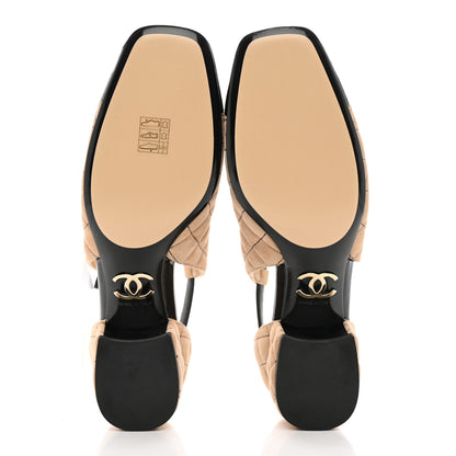 Chanel Suede Kidskin Patent Cap Toe Quilted Mary Jane Flats 39.5 Beige Black 5 of 9