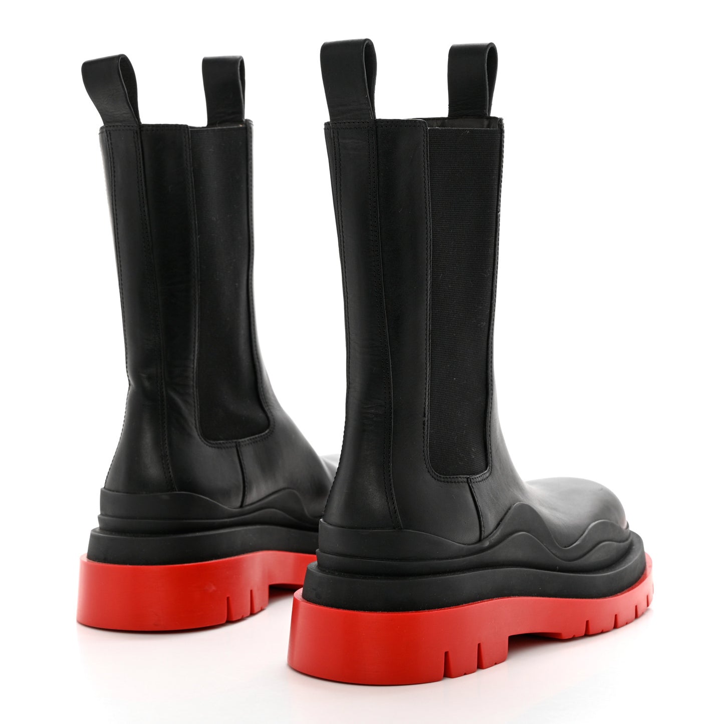 Calfskin The Tire Chelsea Boots 39 Black Bright Red