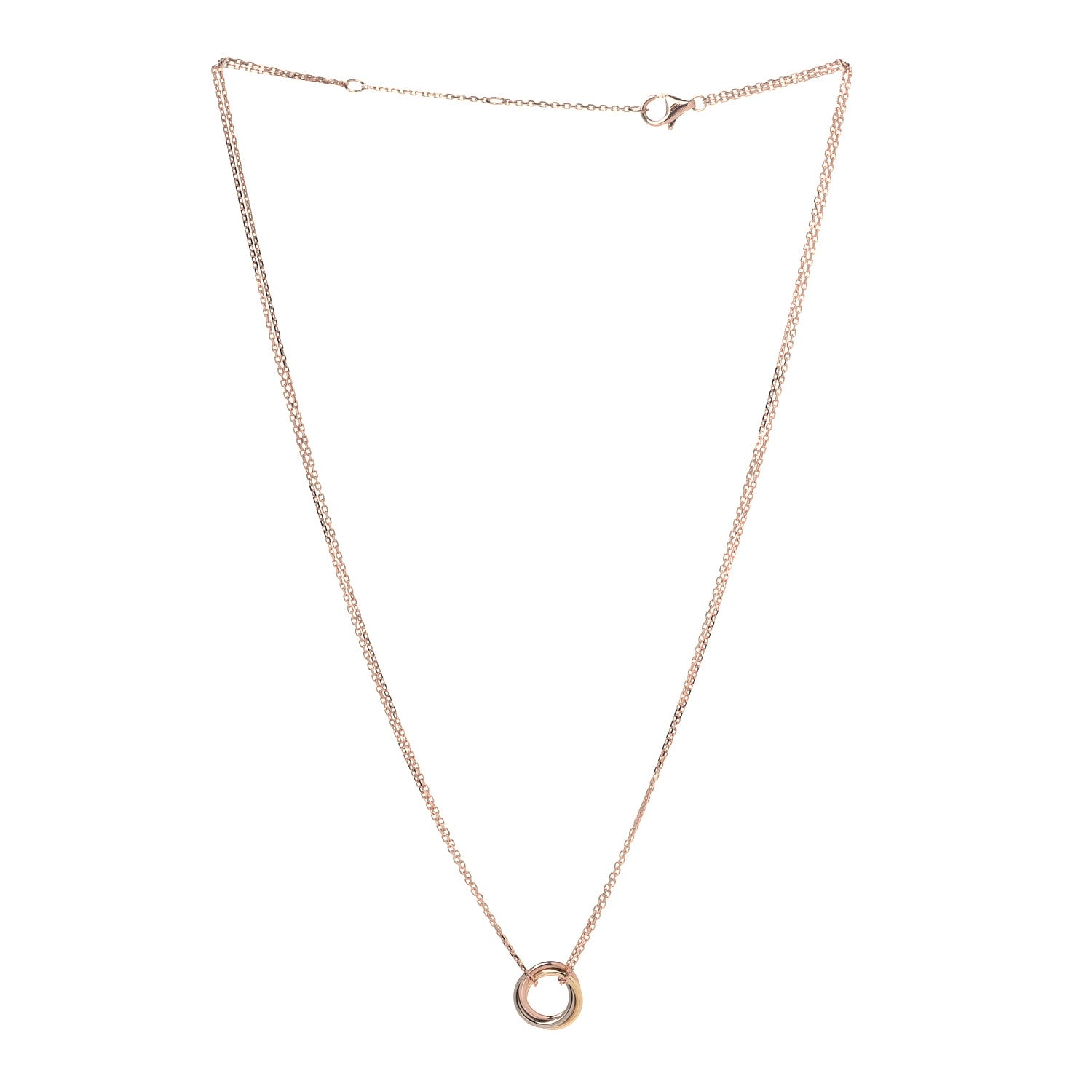 Cartier 18K Pink Yellow White Gold Trinity Double Chain Pendant Necklace 2 of 7