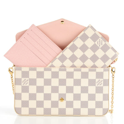 Louis Vuitton Damier Azur Pochette Felicie Chain Wallet Rose Ballerine 5 of 8