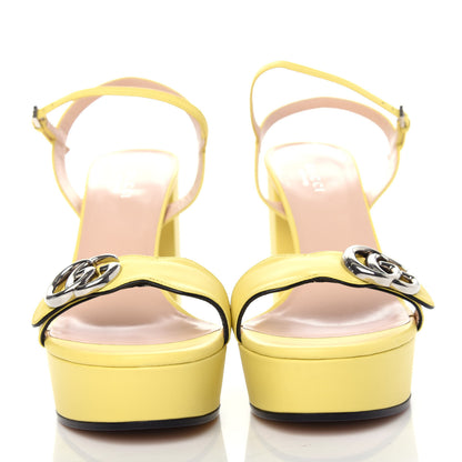 Gucci Calfskin GG Marmont Ankle Wrap 30/115mm Platform Sandals 36.5 Banana 2 of 10