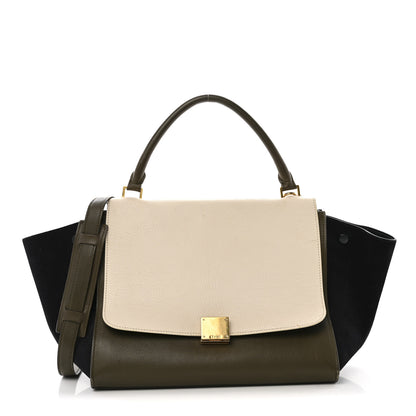 Celine Bullhide Smooth Calfskin Suede Medium Tri-Color Trapeze White Multicolor 1 of 15