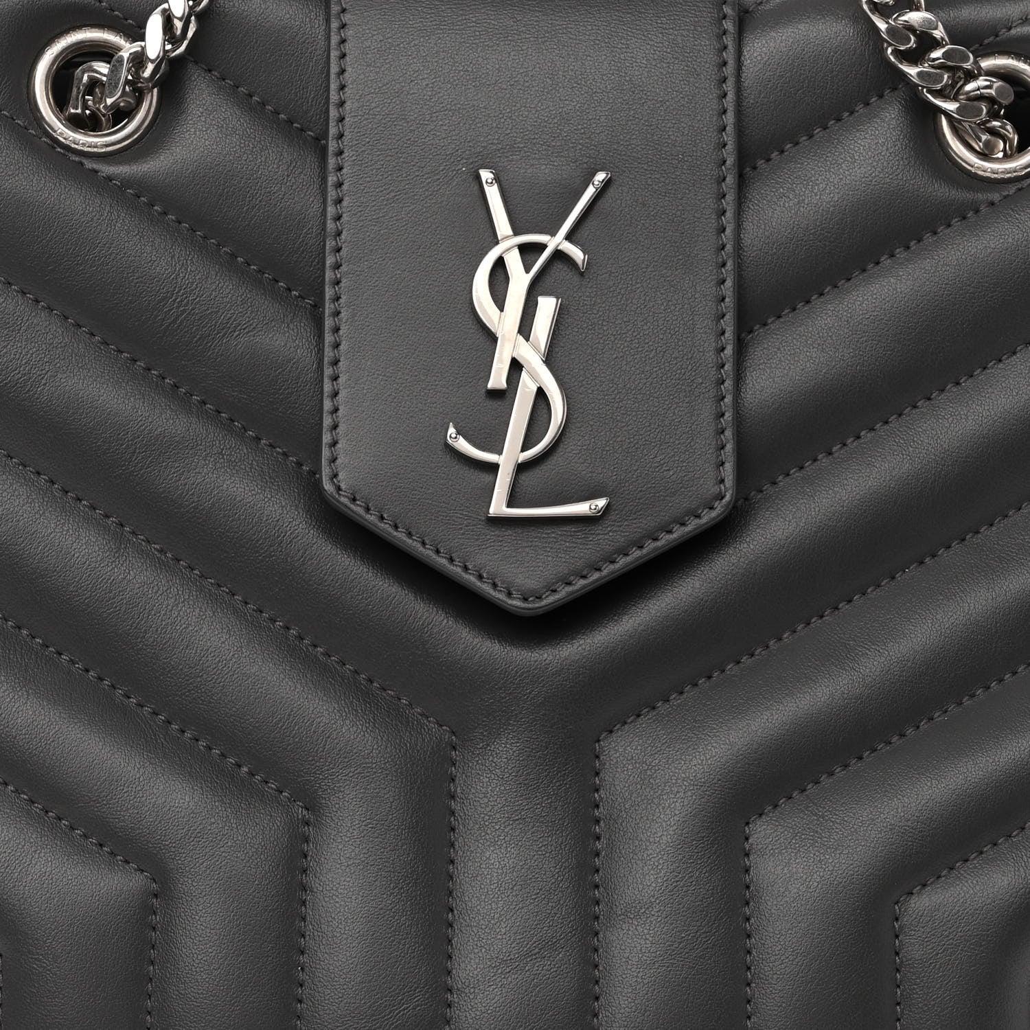 Saint Laurent Calfskin Y Quilted Monogram Large Loulou Shopper Storm 9 of 12