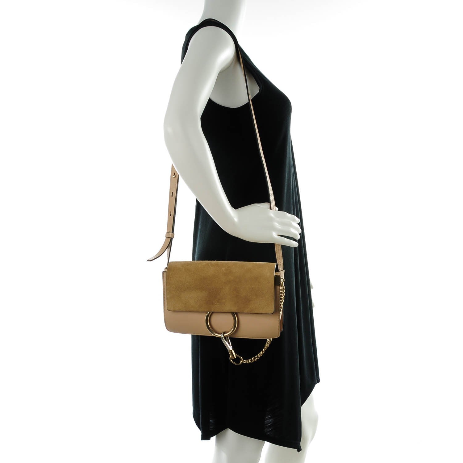 Chloe Suede Calfskin Small Faye Shoulder Bag Pearl Beige 2 of 8