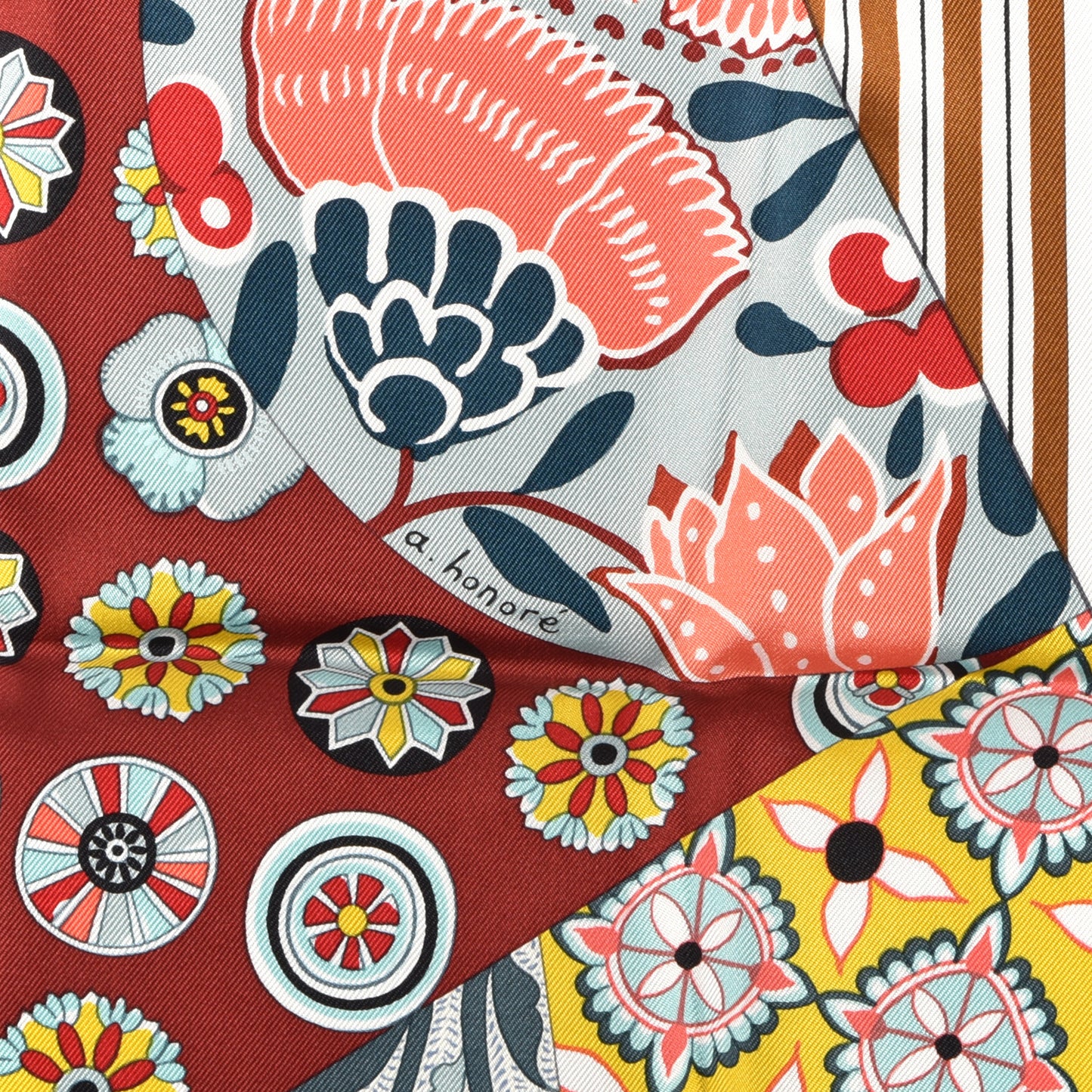 Silk L'Art du Sarasa Scarf 90 White Vieux Rose