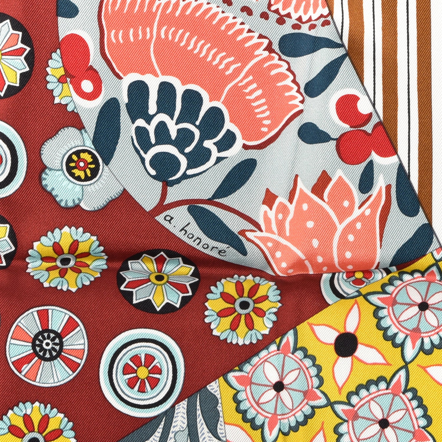 Hermes Silk L'Art du Sarasa Scarf 90 White Vieux Rose 2 of 3