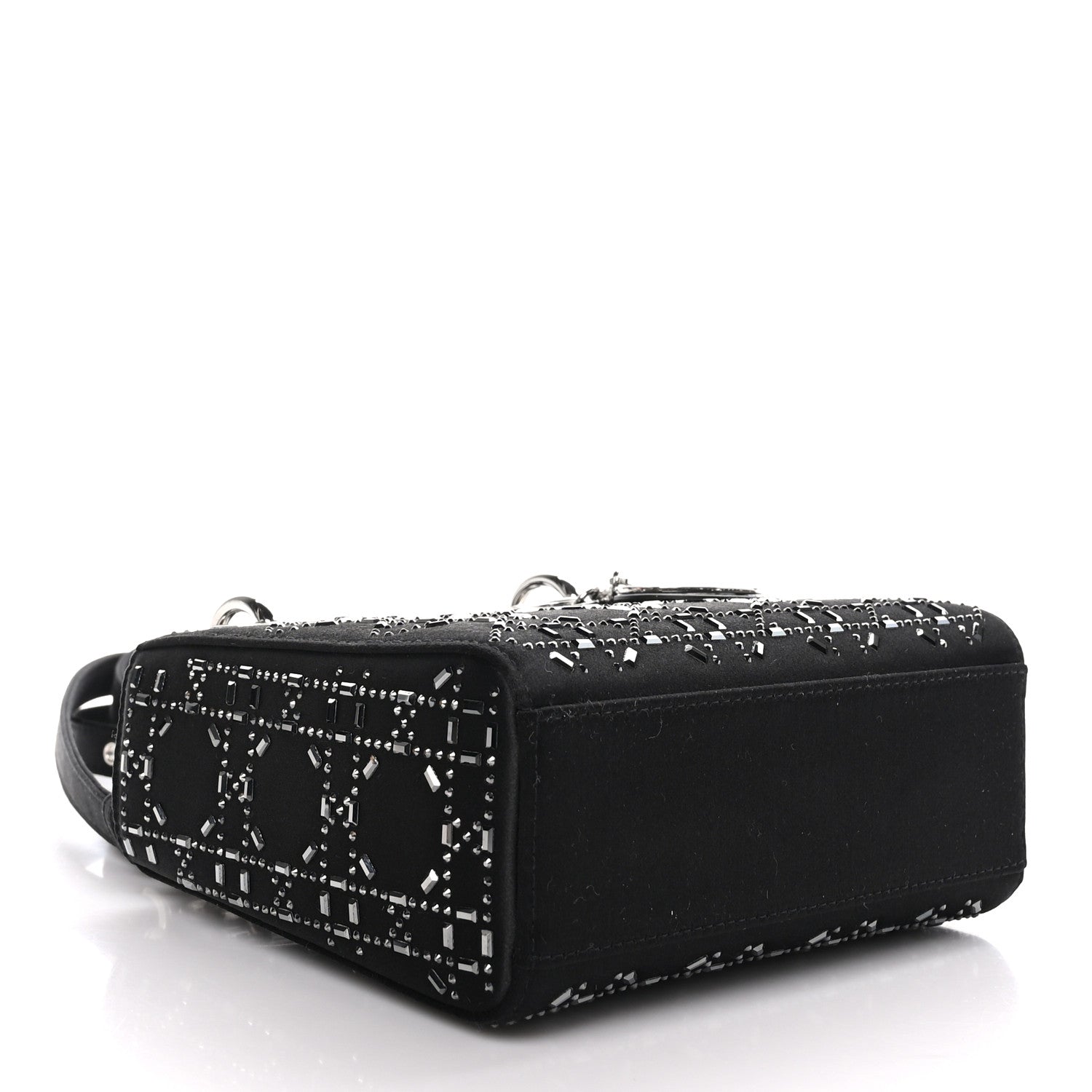 Christian Dior Satin Crystal Cannage Mini Lady Dior Black 4 of 9