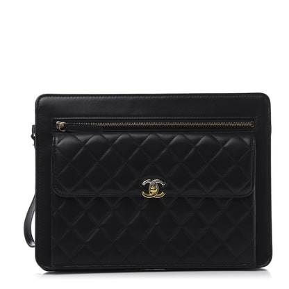 Chanel Lambskin Quilted Wristlet Clutch Black 1 of 11