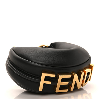 Fendi Vitello Grace Matte Nano Fendigraphy Hobo Charm Black 3 of 8