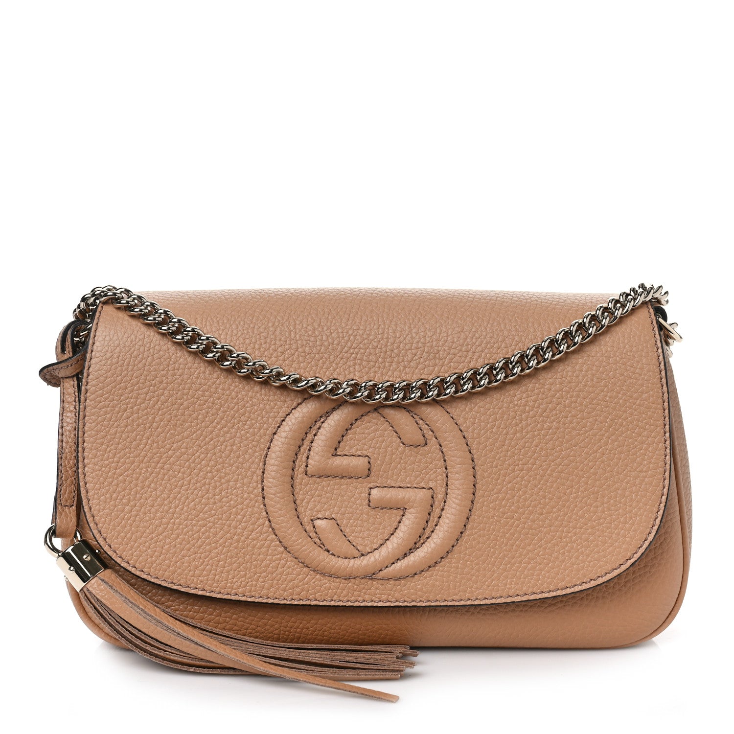 Gucci Pebbled Calfskin Medium Soho Flap Crossbody Camelia 1 of 9