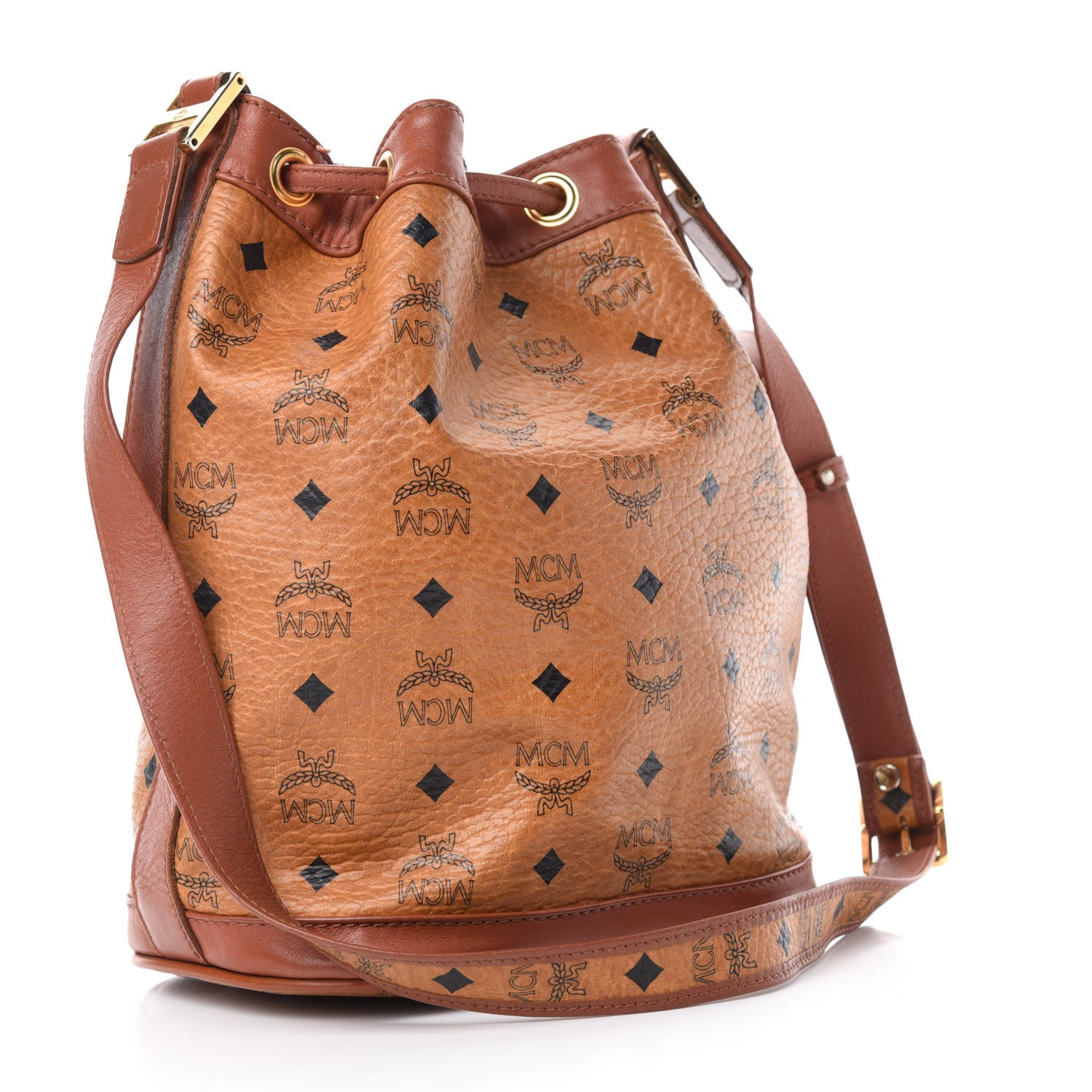 MCM Visetos Drawstring Bag Cognac 3 of 9