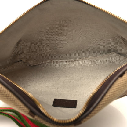 Gucci Monogram Jumbo GG Textured Dollar Calfskin Web Belt Bag Camel Ebony New Acero 5 of 11