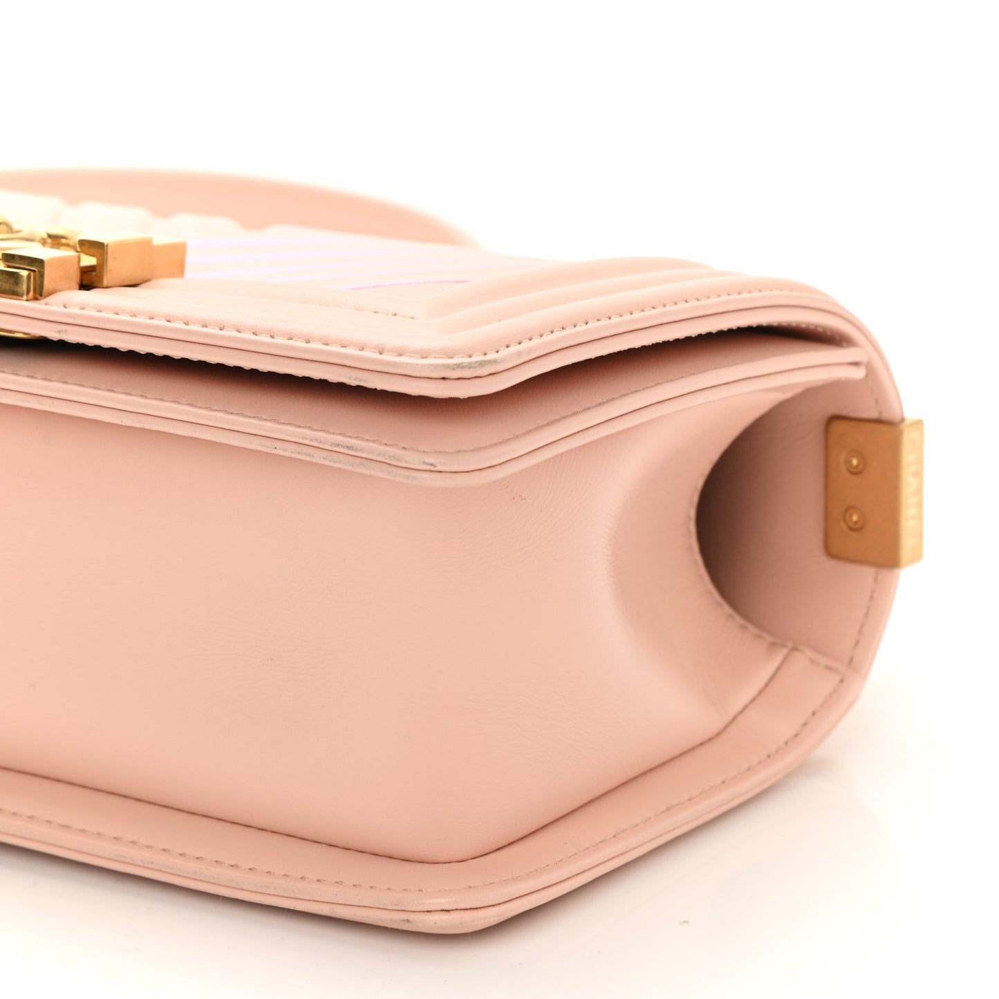 Calfskin Painted Chevron Embossed Medium Boy Flap Pink