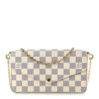 Louis Vuitton Damier Azur Pochette Felicie Chain Wallet Rose Ballerine 1 of 6