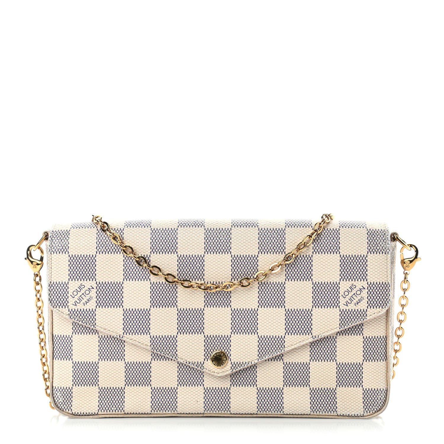 Louis Vuitton Damier Azur Pochette Felicie Chain Wallet Rose Ballerine 1 of 6